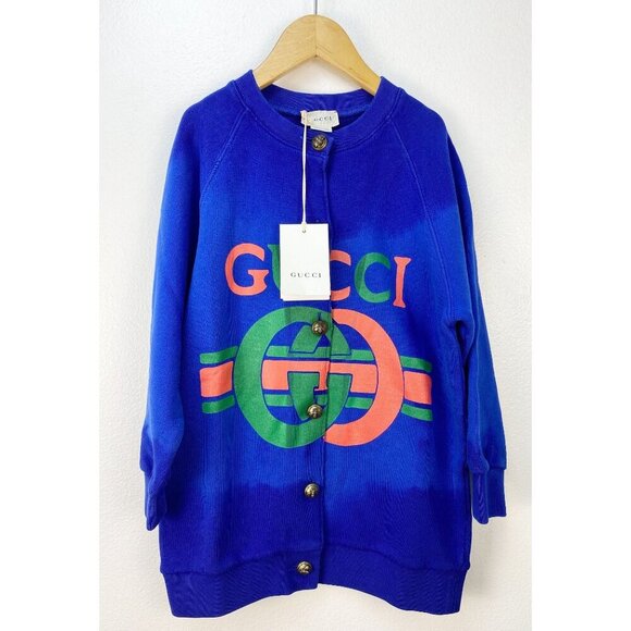 NWT Gucci Kids Logo Print cardigan In Blue Size 5 - Picture 2 of 10